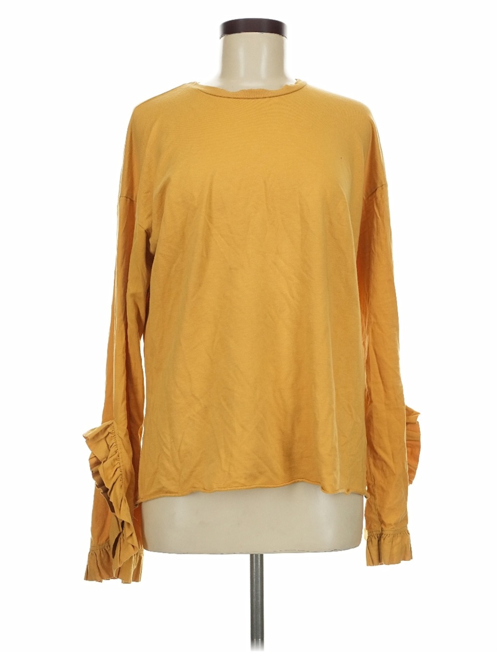 Zara Trafaluc Yellow Long-Sleeve Ruffle Top